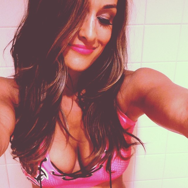 Hot Photos Of Nikki Bella Showing Off Her Cleavage.