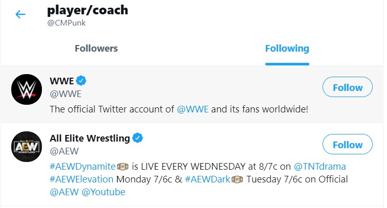 Cm Punk Has Followed Aew Pwmania Com