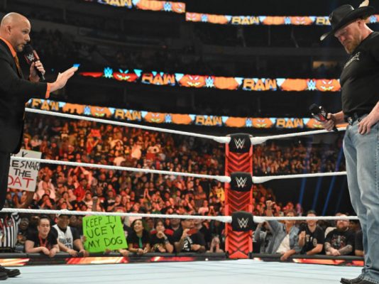 Adam Pearce and Brock Lesnar