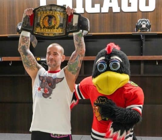 NHL Chicago Blackhawks Gifts CM Punk With Special Championship Belt