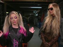 Alexa Bliss and Charlotte Flair backstage