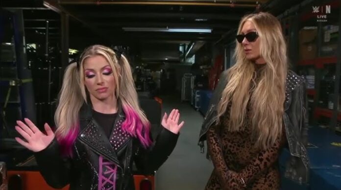 Alexa Bliss and Charlotte Flair backstage