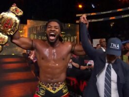 Trick Williams celebrating his victory at TNA Slammiversay.