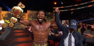Trick Williams celebrating his victory at TNA Slammiversay.