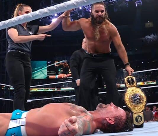 Seth Rollins cashes in MITB and defeats CM Punk for the World Title at WWE SummerSlam.