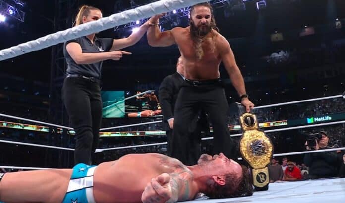 Seth Rollins defeats CM Punk Seth Rollins cashes in MITB and defeats CM Punk for the World Title at WWE SummerSlam.