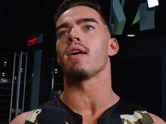 Austin Theory backstage in WWE