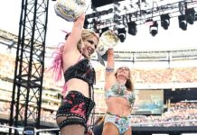 Charlotte Flair and Alexa Bliss capture the WWE Women’s Tag Team Championships at SummerSlam 2025.