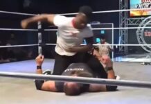 Raja Jackson attacks Stuart “Syko Stu” Smith at Knokx Pro Wrestling