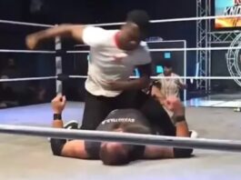 Raja Jackson attacks Stuart “Syko Stu” Smith at Knokx Pro Wrestling