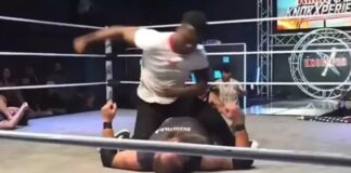 Raja Jackson attacks Stuart “Syko Stu” Smith at Knokx Pro Wrestling