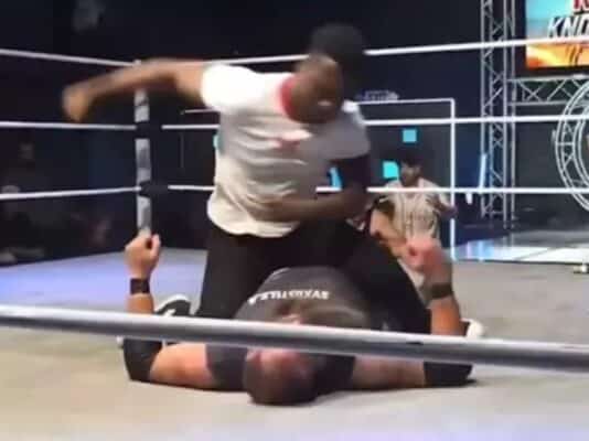 Raja Jackson attacks Stuart “Syko Stu” Smith at Knokx Pro Wrestling