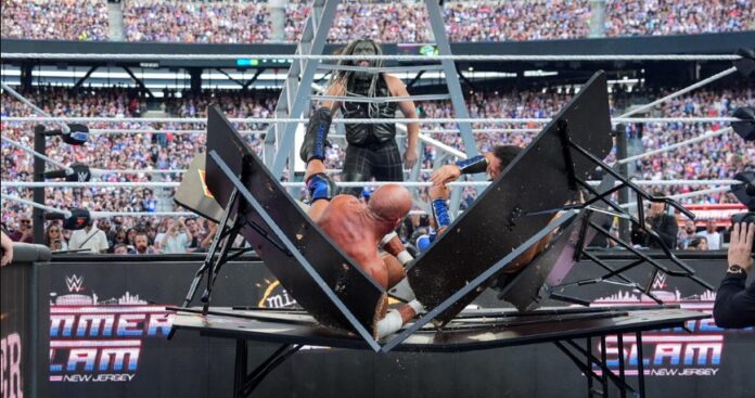 WWE Tag Team Champions The Wyatt Sicks, Fraxiom, Motor City Machine Guns, The Street Profits, #DIY and Andrade & Rey Fenix clash for the title in a shocking Tables, Ladders and Chairs Match.