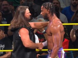 AJ Styles and Leon Slater at Slammiversay