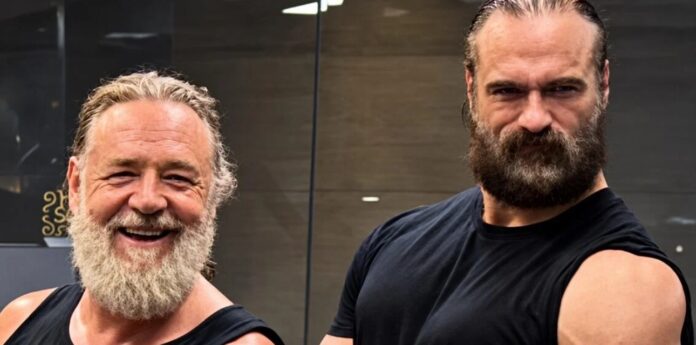 Russell Crowe and Drew McIntyre Russell Crowe and Drew McIntyre